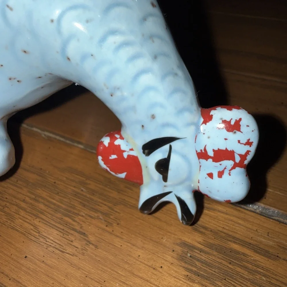 VTG Chicken Rooster Hen Potpourri Small Sachet Holder Hand Painted Farm‎ Blue 6
